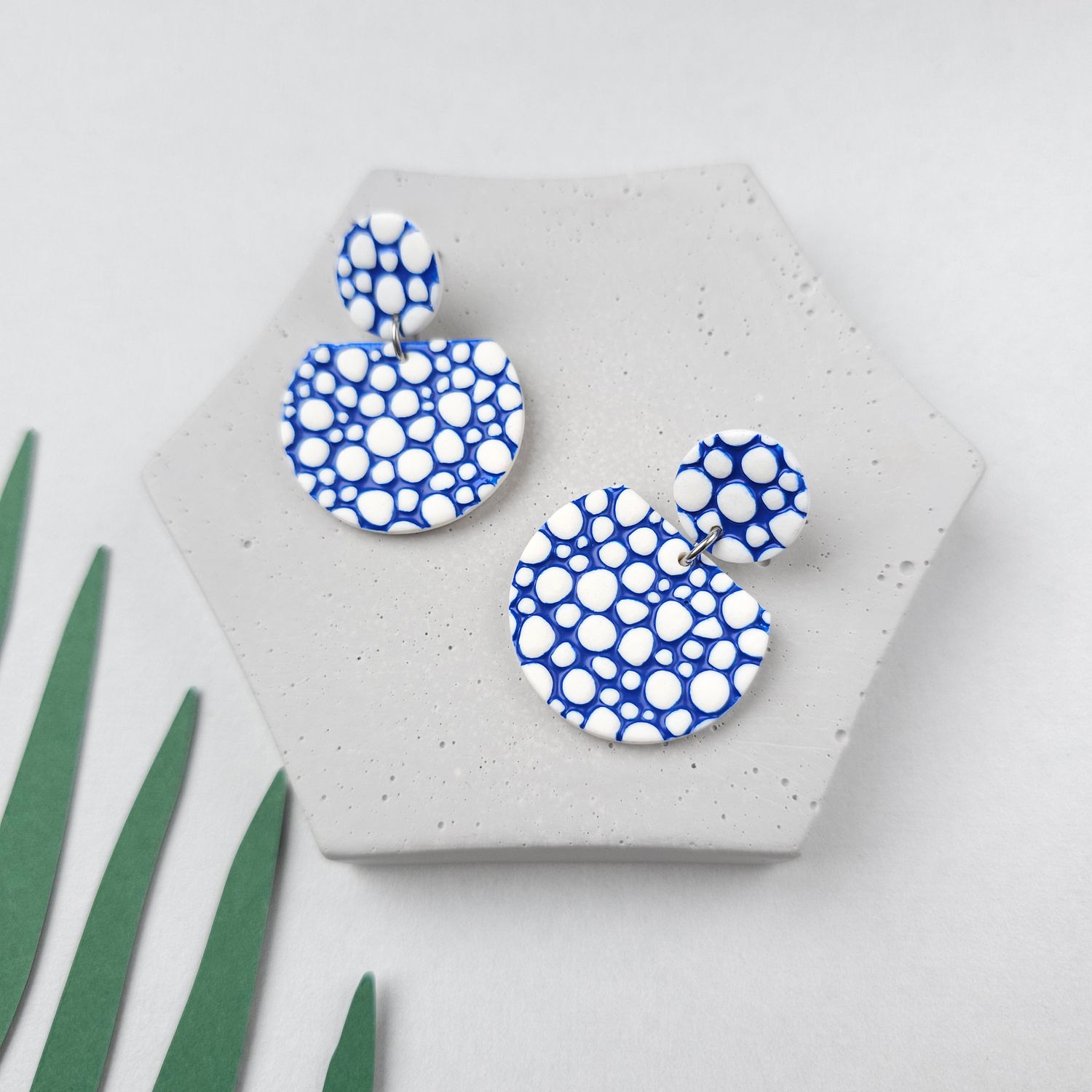 Unique bubble polymer clay earrings
