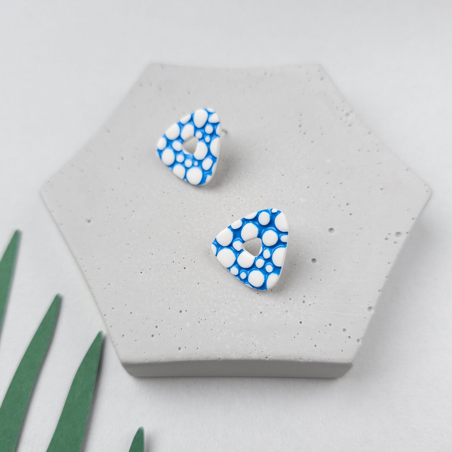 Small triangle clay earrings