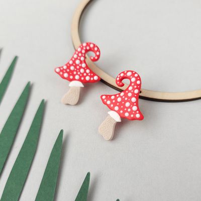 Cute mushroom clay earrings