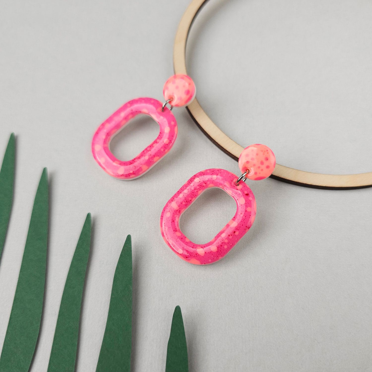 Pink Resin Earrings