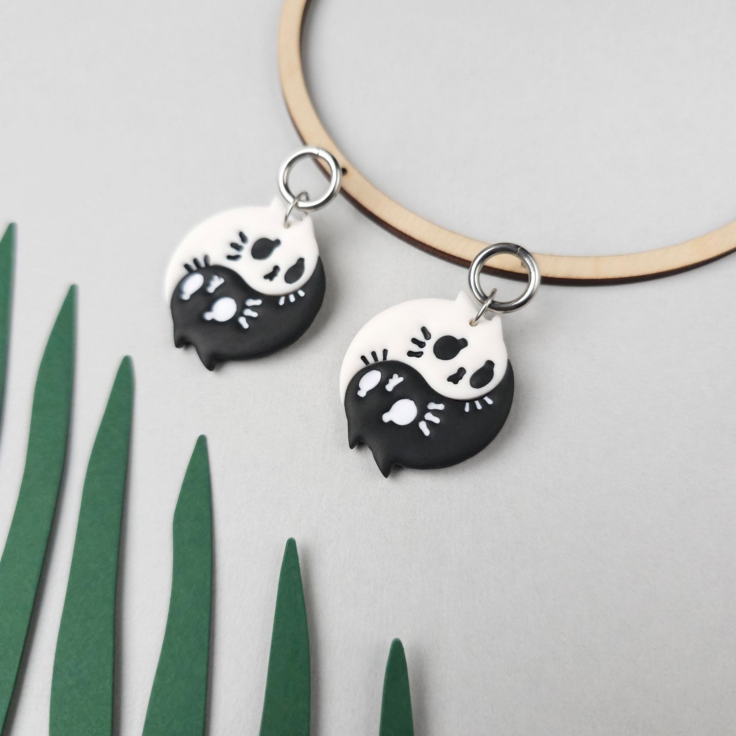 Black and White Cat Halloween Earrings