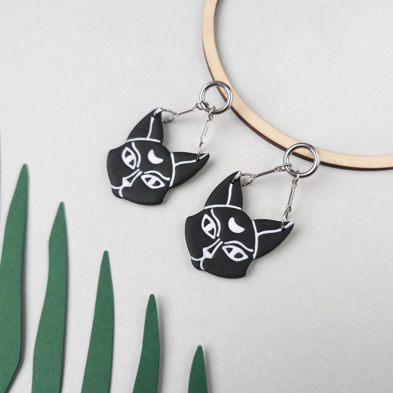 Mystical Black Cat Halloween Earrings