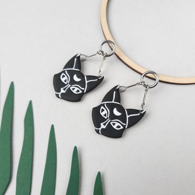 Mystical Black Cat Halloween Earrings