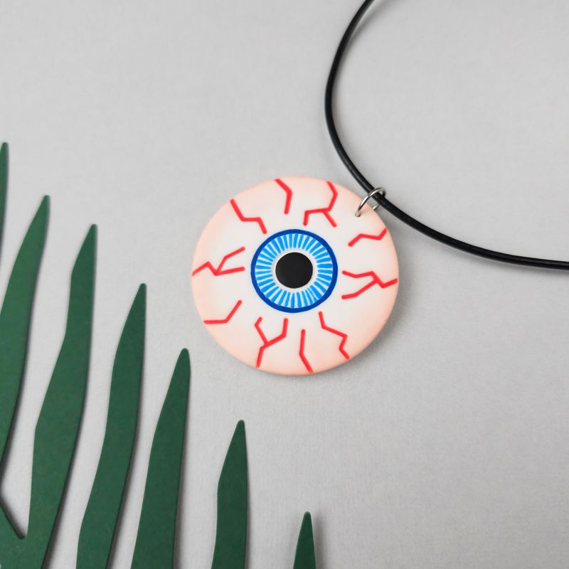 Scary Eye Polymer Clay Necklace
