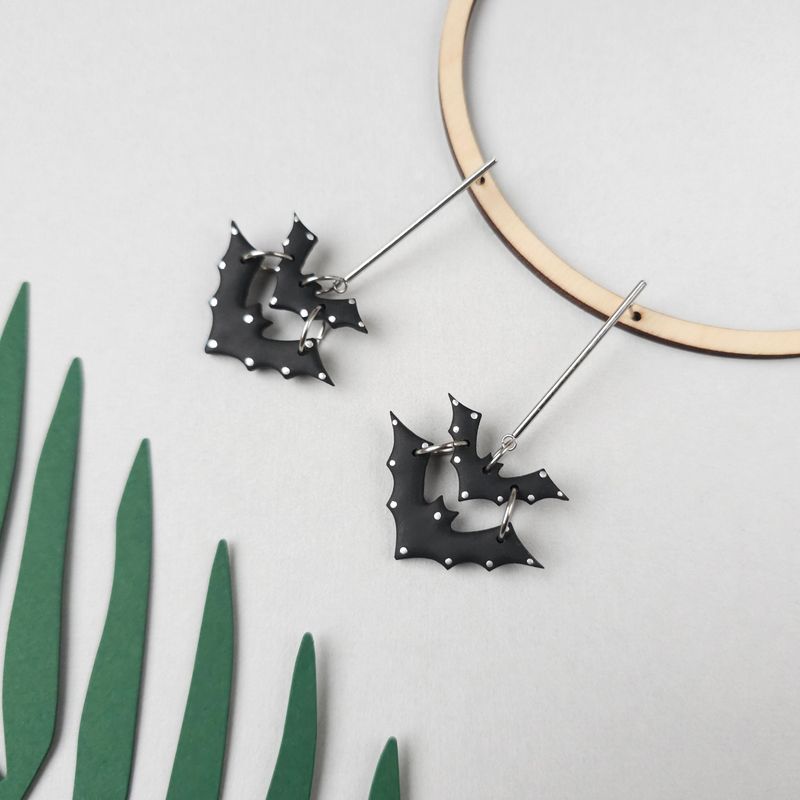 Flying Bats Halloween Earrings