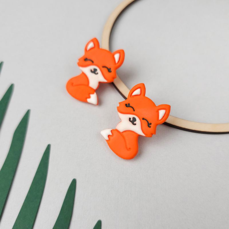 Cute Large Fox Polymer Clay Earrings