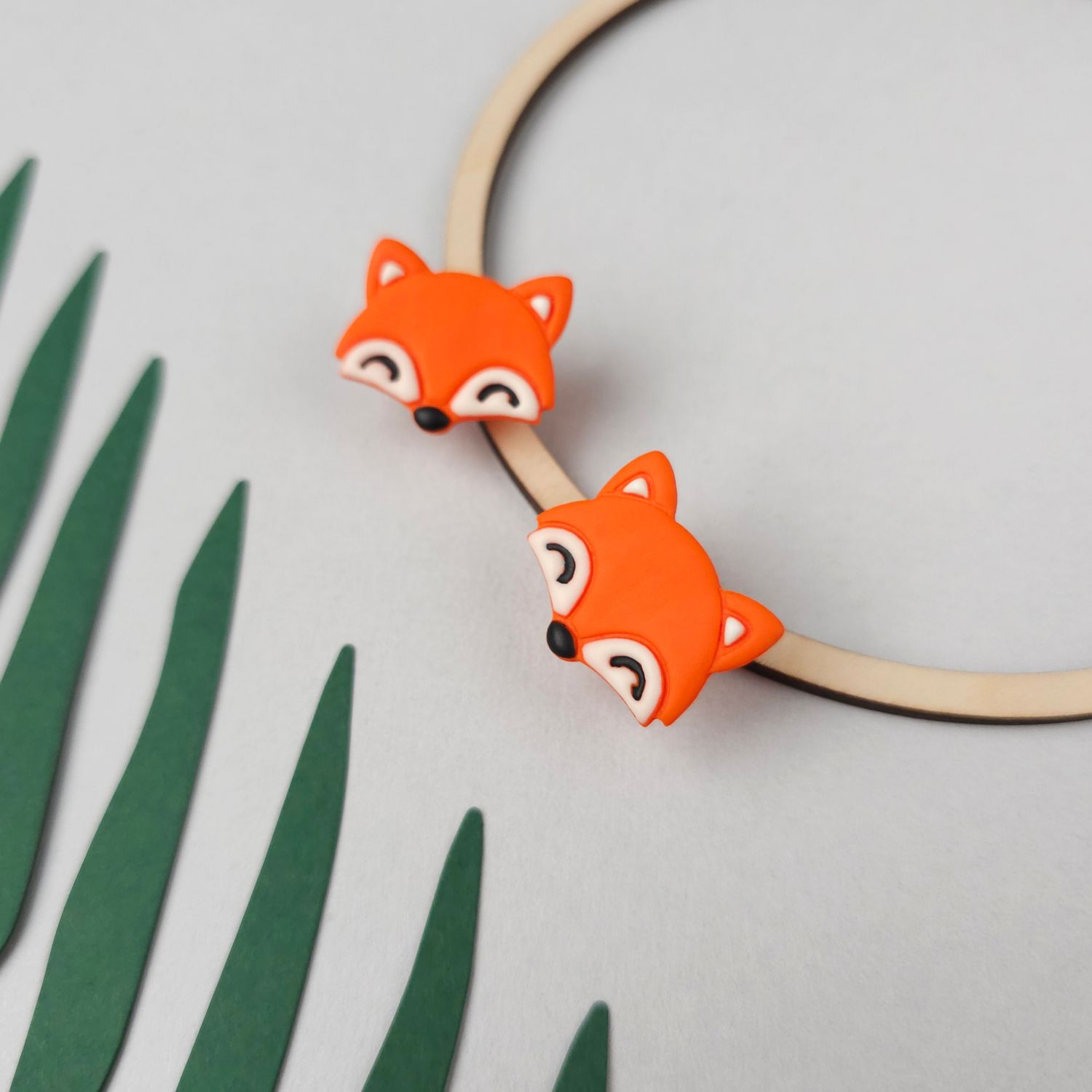Cute Small Fox Polymer Clay Earrings
