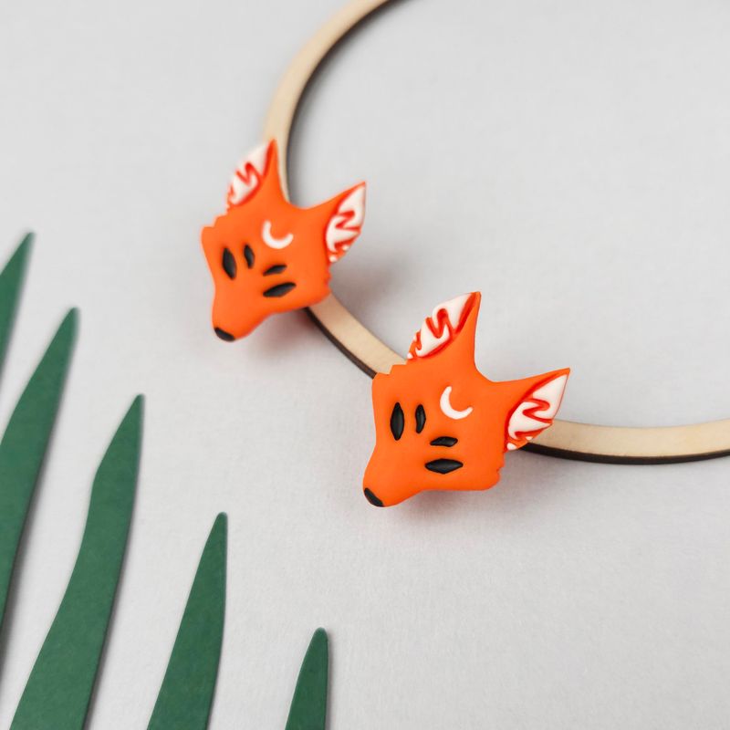 Mystical Witchy Fox Polymer Clay Earrings