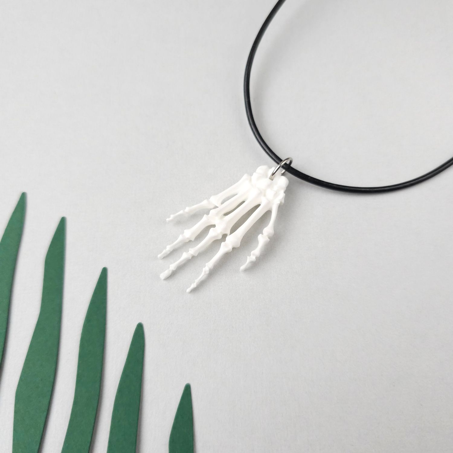 Resin Hand Skeleton Halloween Necklace