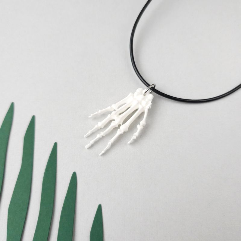 Resin Hand Skeleton Halloween Necklace