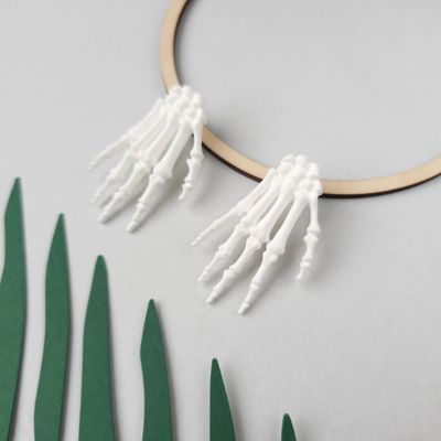 Resin Hand Skeleton Halloween Earrings