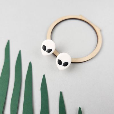 White Alien Halloween Earrings