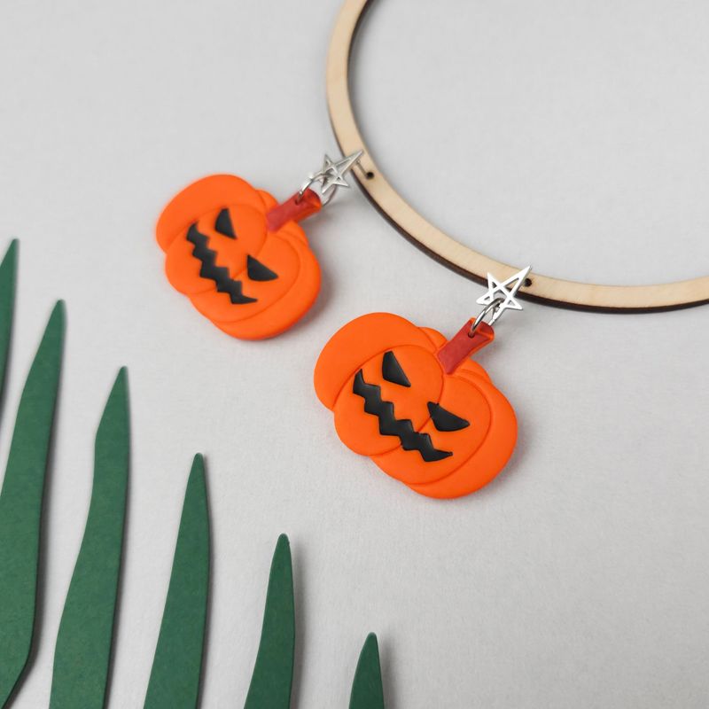Jack-o&#39;-Lantern Pumpkin Halloween Earrings