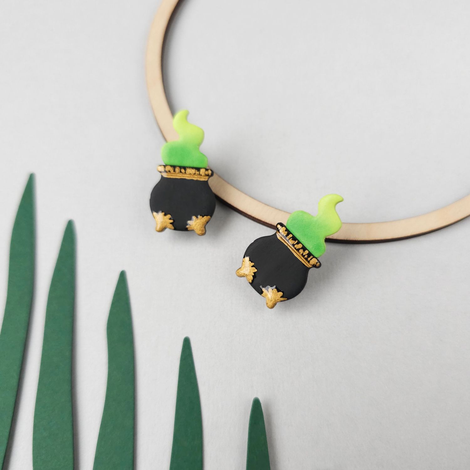 Witchy Cauldron Halloween Earrings