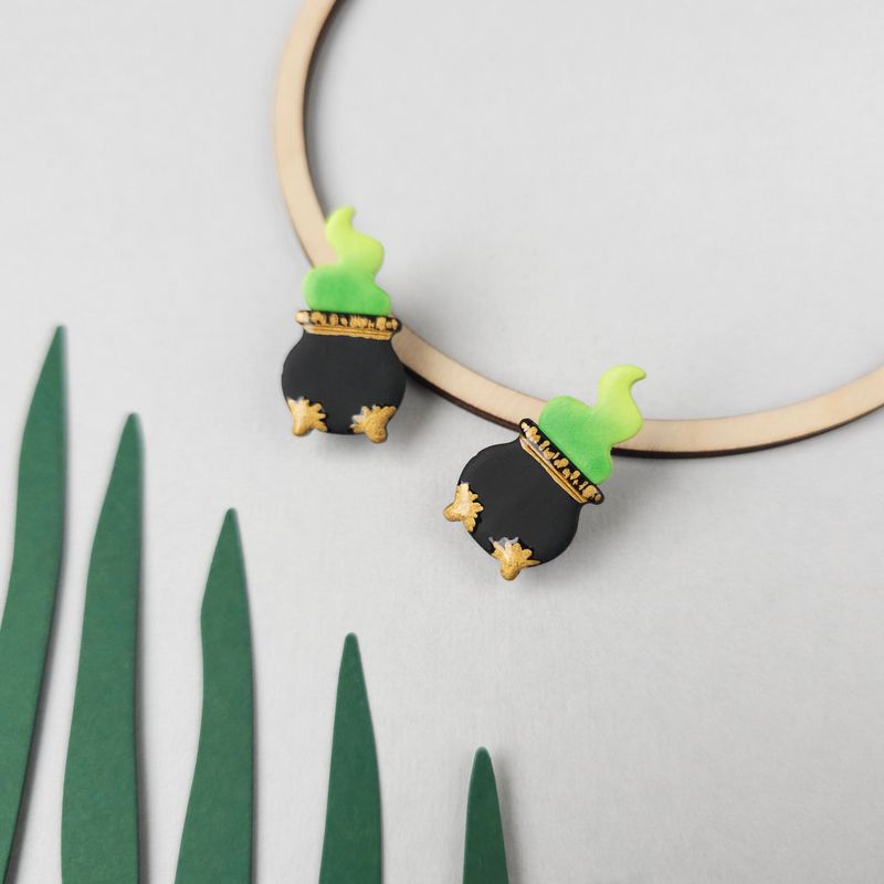 Witchy Cauldron Halloween Earrings