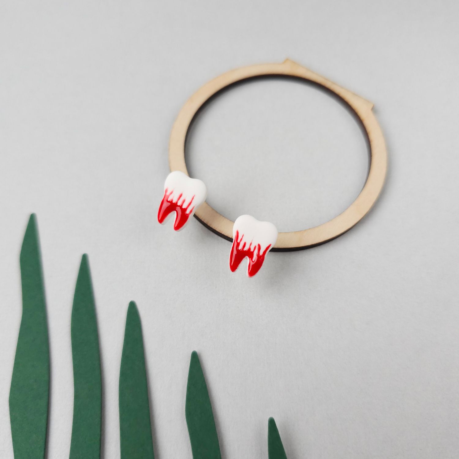 Bloody Teeth Halloween Earrings