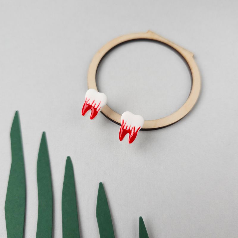 Bloody Teeth Halloween Earrings