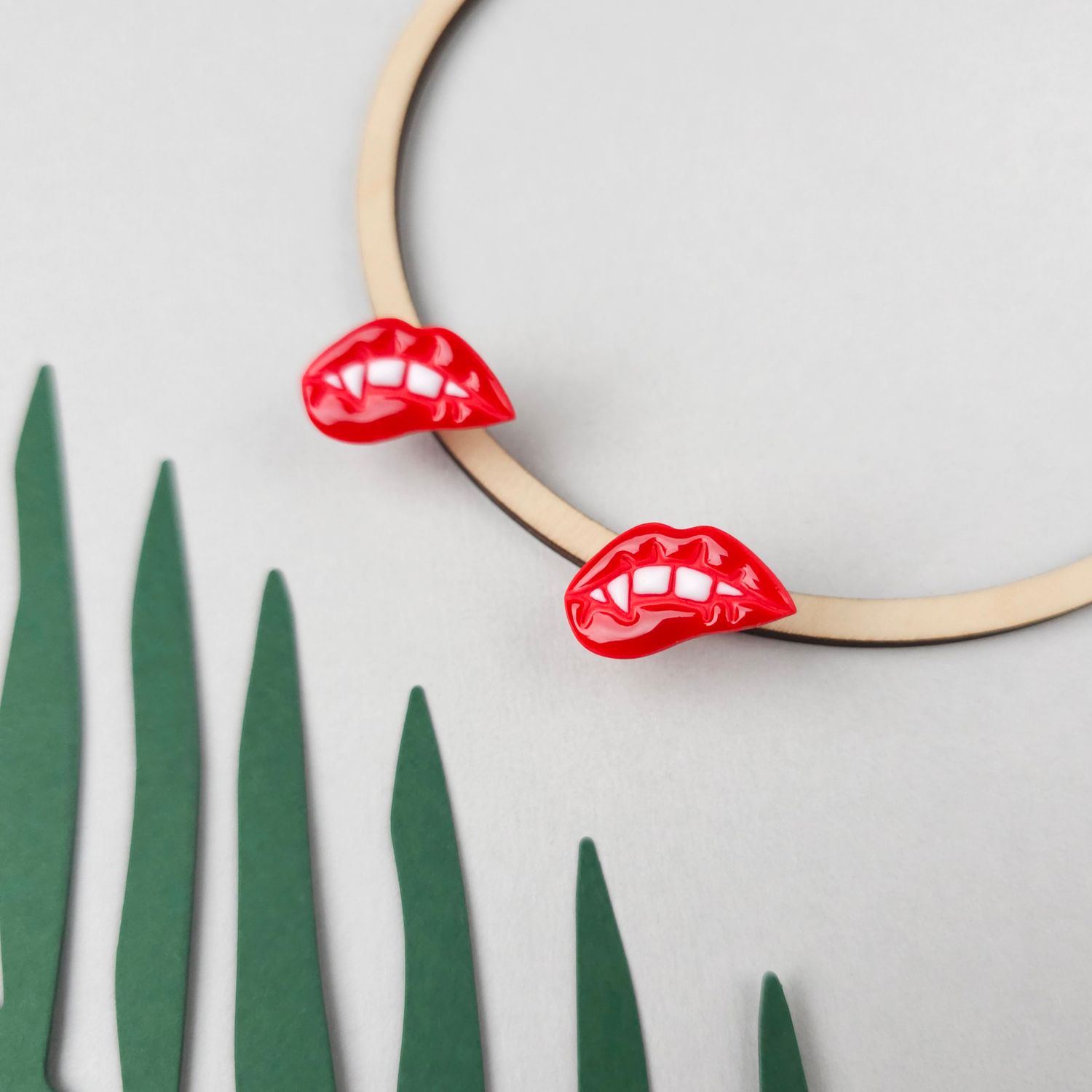 Red Vampire Lips Halloween Earrings