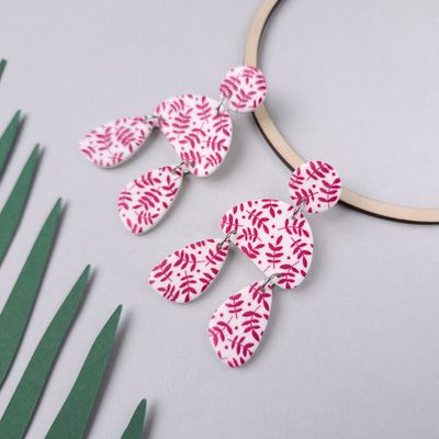 Leaf statement polymer clay earrings