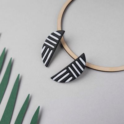 Black and White Polymer Clay Studs