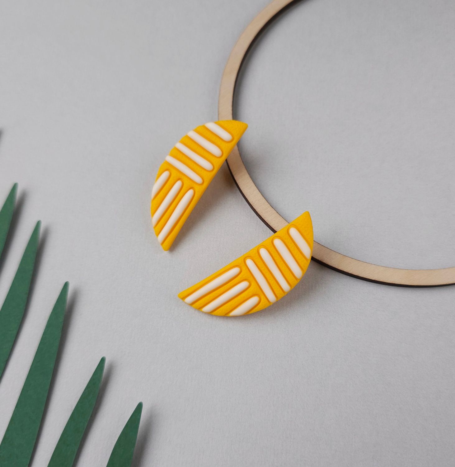 Yellow and White Polymer Clay Studs