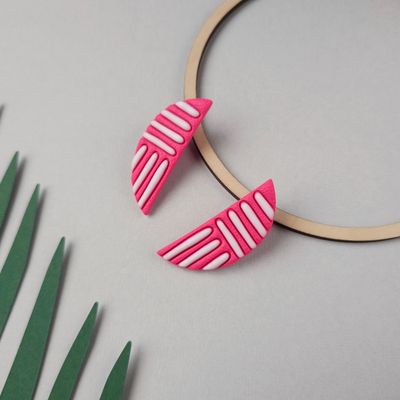 Pink and White Polymer Clay Studs