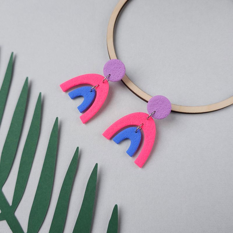 Bold polymer clay arch earrings