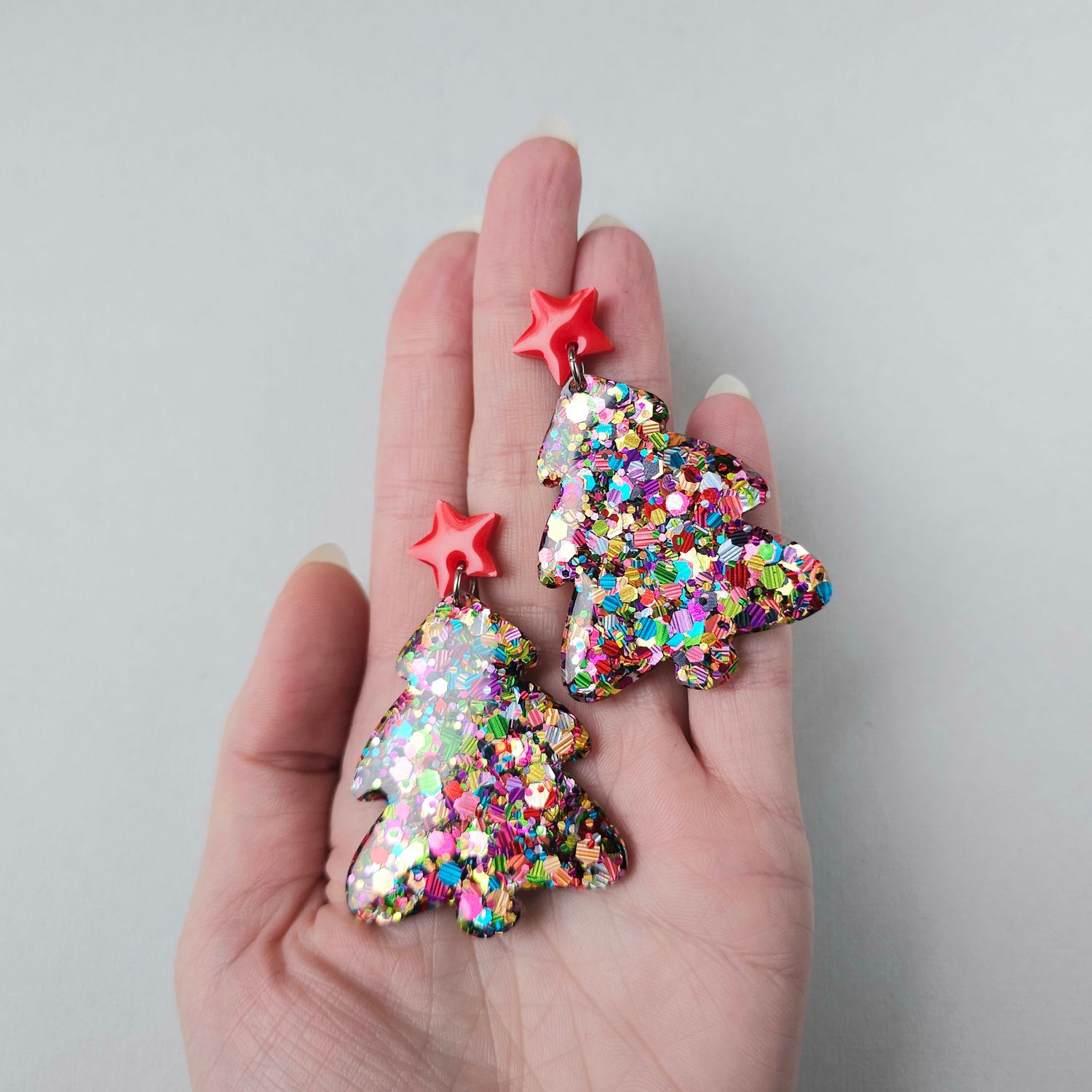 Colorful Christmas tree earrings