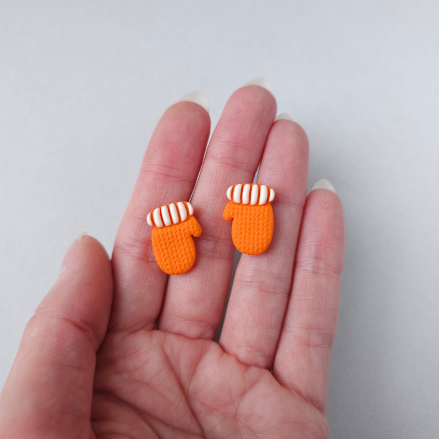 Orange Mitten Studs