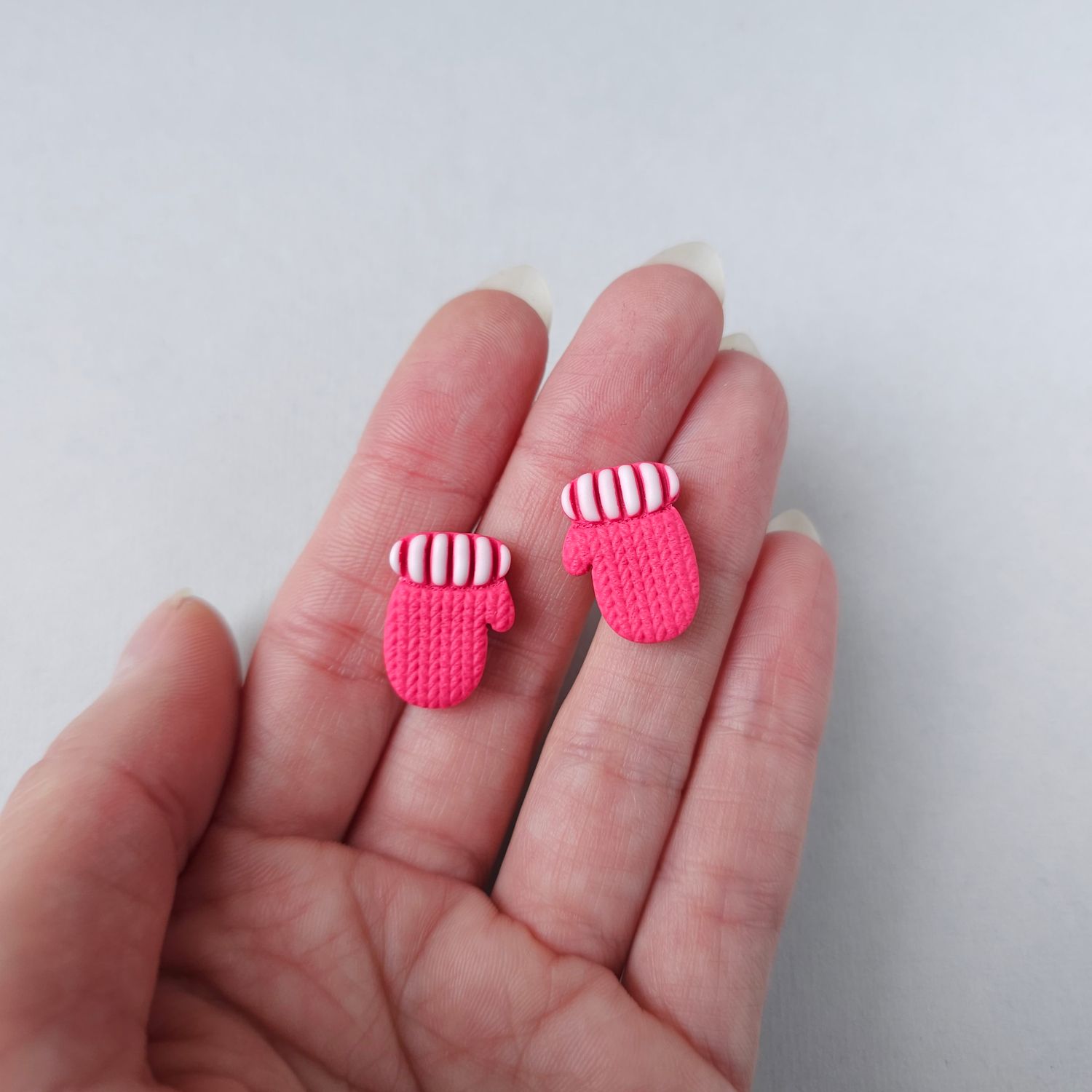 Pink Mitten Studs