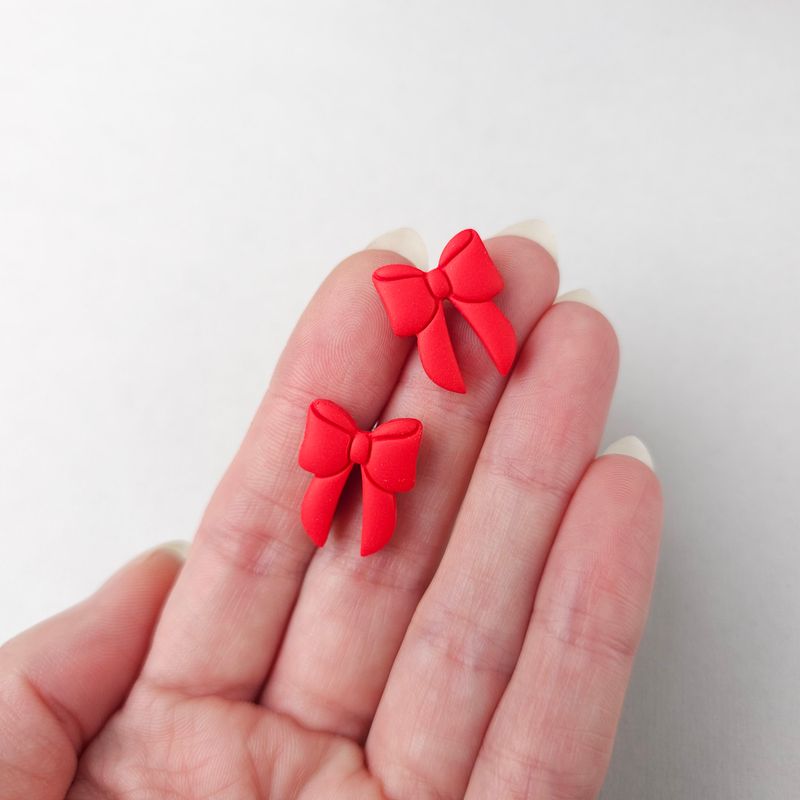Small Red Bow Studs
