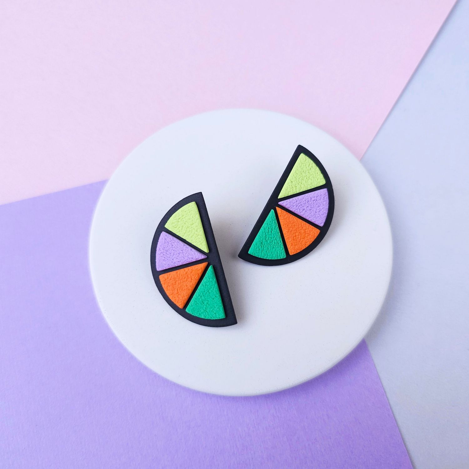 Statement Semicircle Polymer Clay Earrings
