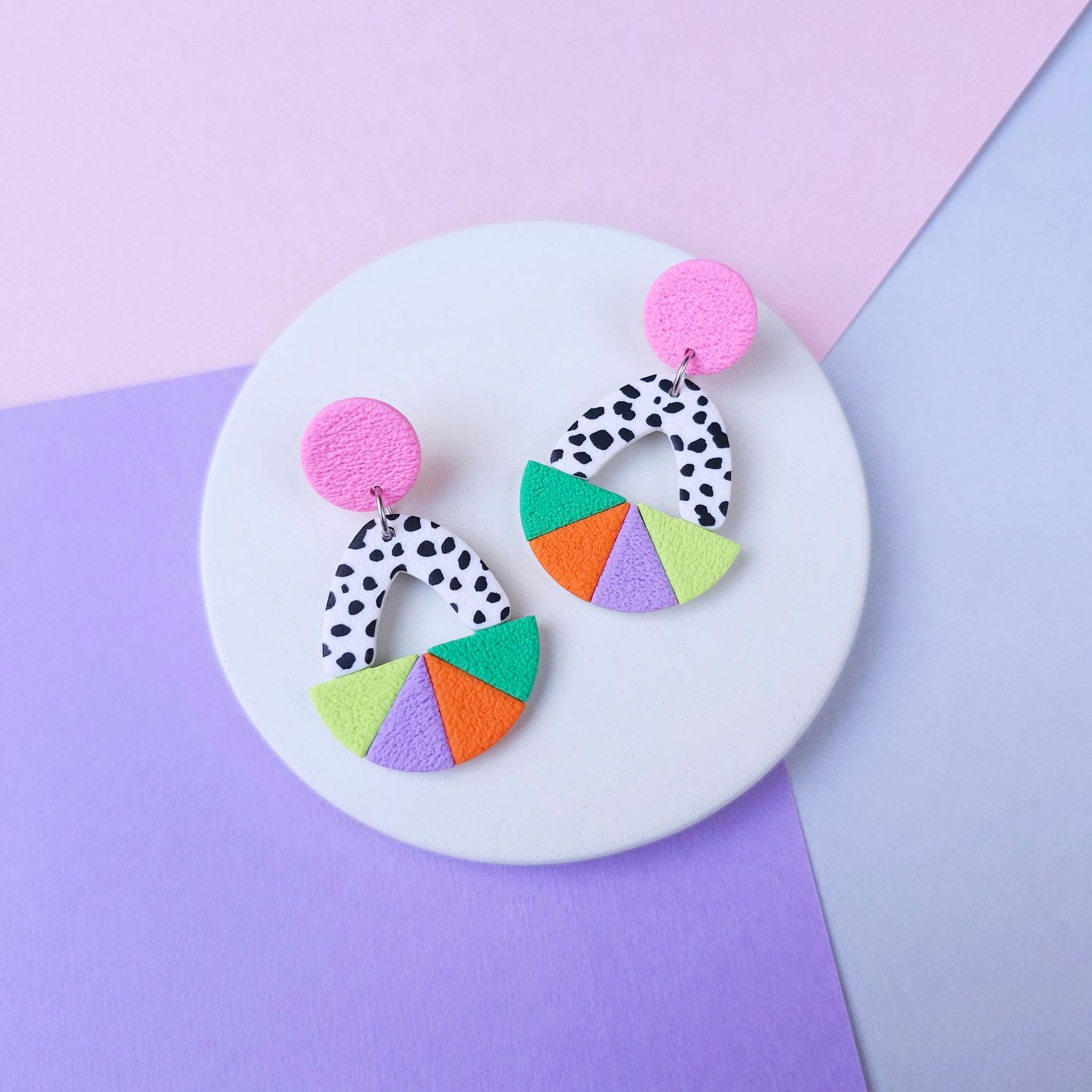 Geometric Statement Polymer Clay Earrings