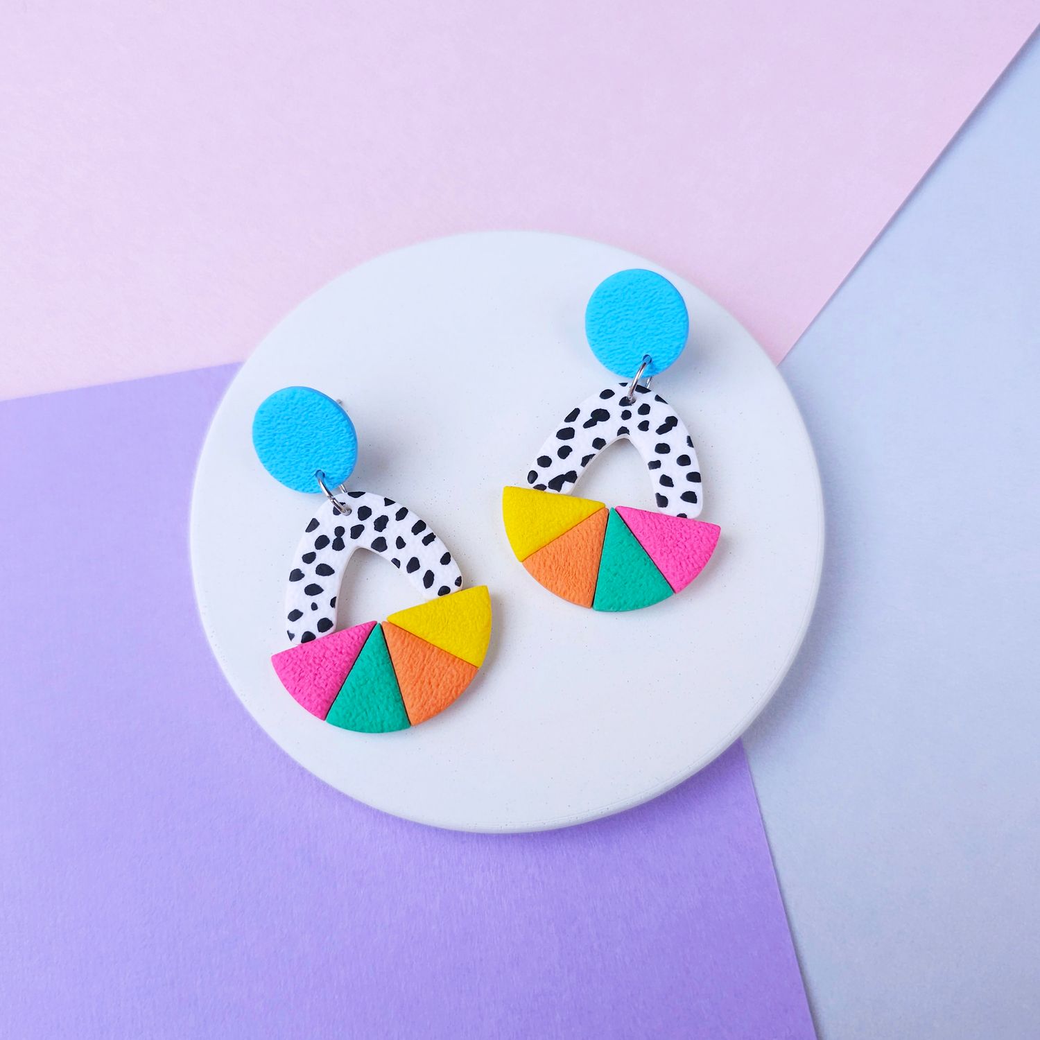 Colourful Geometric Polymer Clay Earrings
