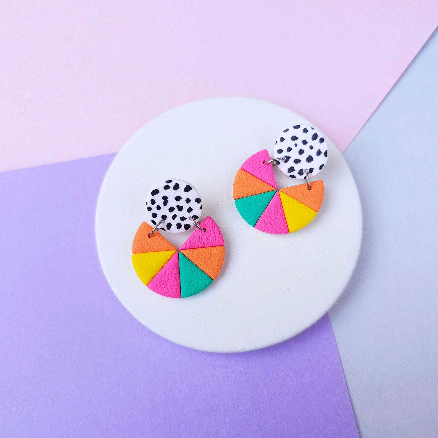 Bold Geometric Polymer Clay Earrings