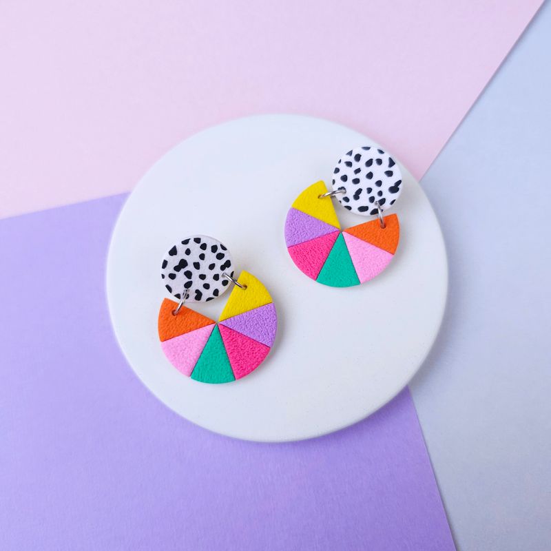 Colourful Bold Polymer Clay Earrings
