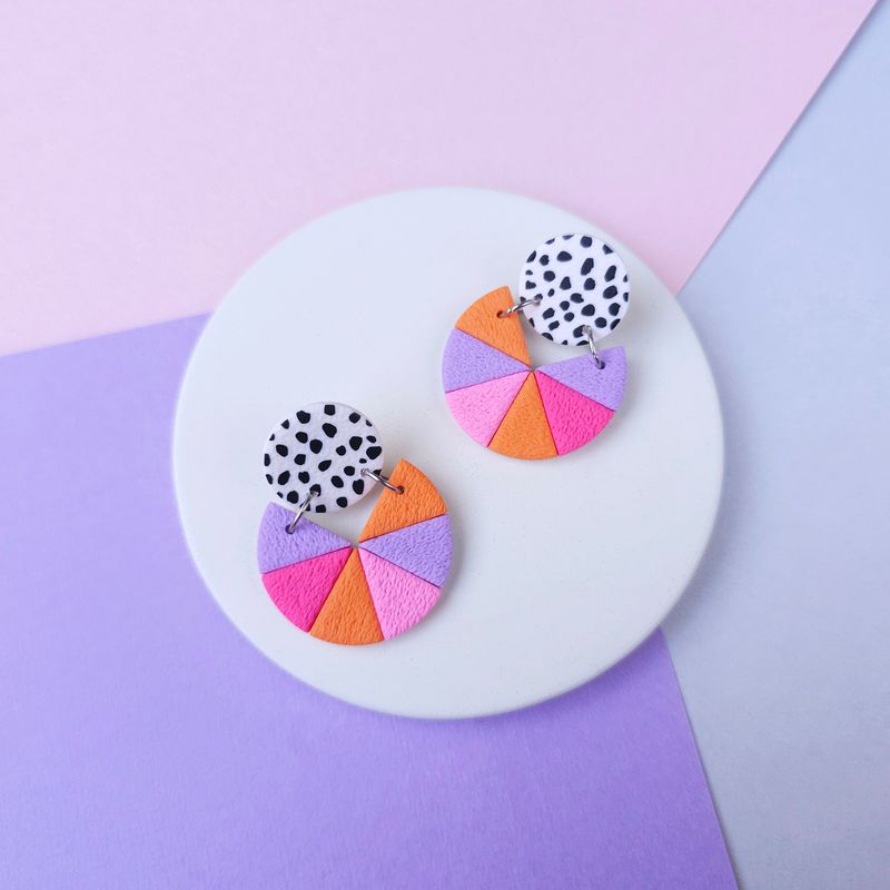 Multicoloured Geometric Polymer Clay Earrings