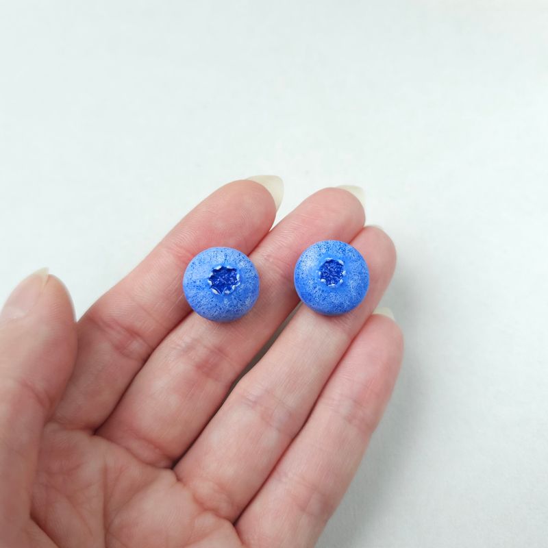 Small Blueberry Polymer Clay Studs