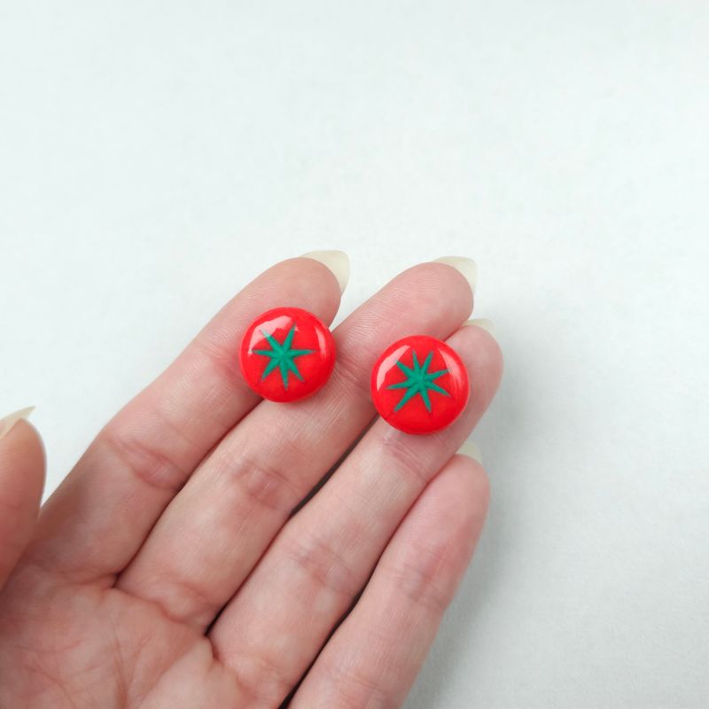 Red Small Tomato Polymer Clay Studs