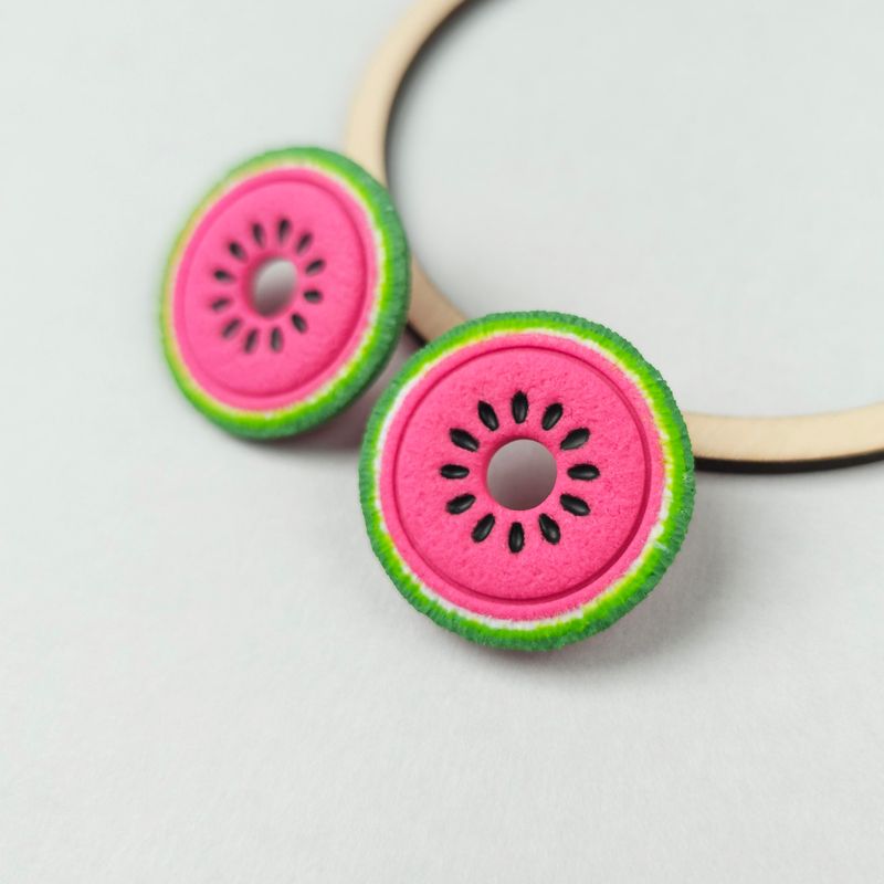 Watermelon polymer clay hoops