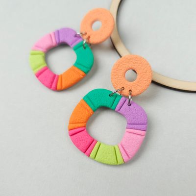 Colourful Statement Polymer Clay Earrings