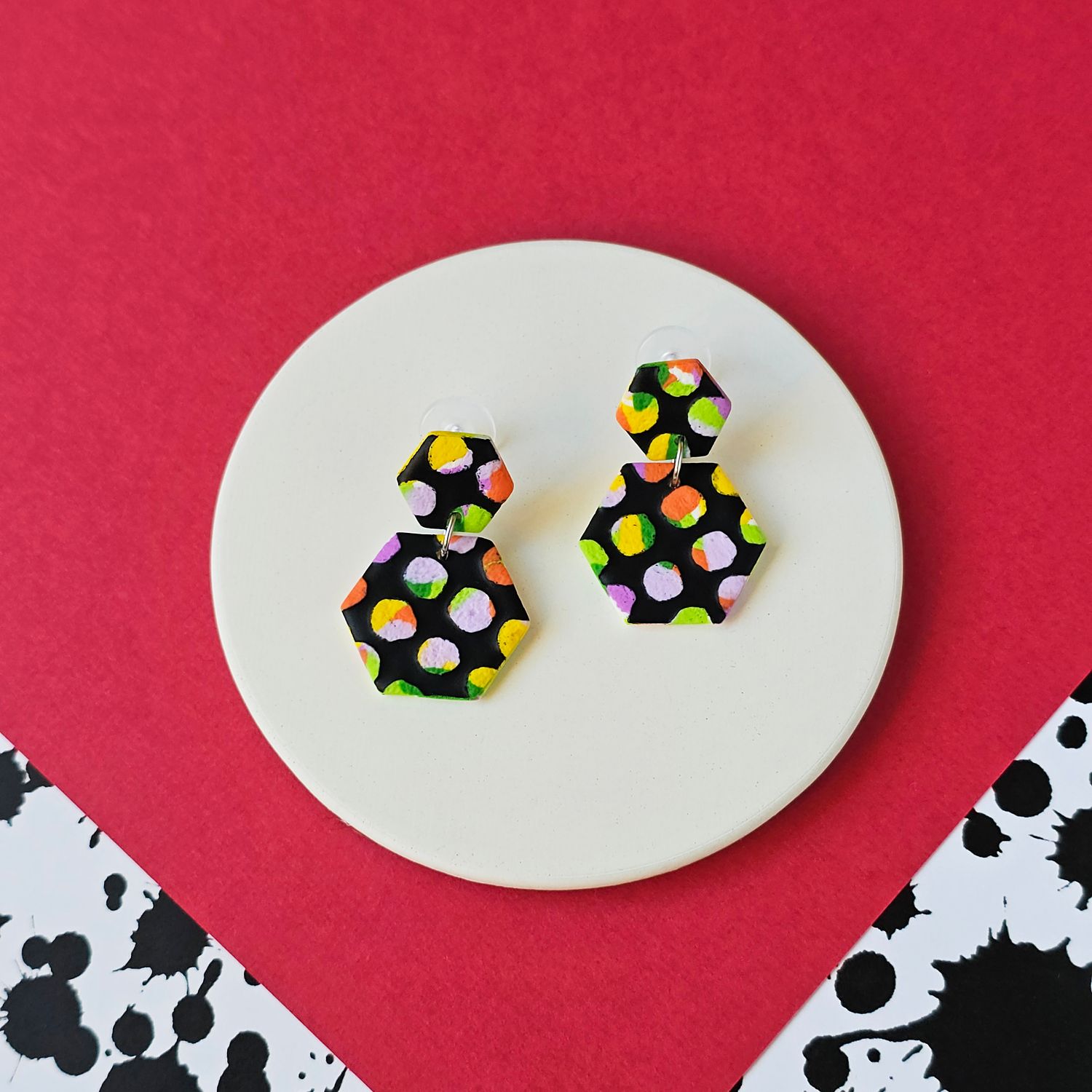 Small geometric polymer clay earrings