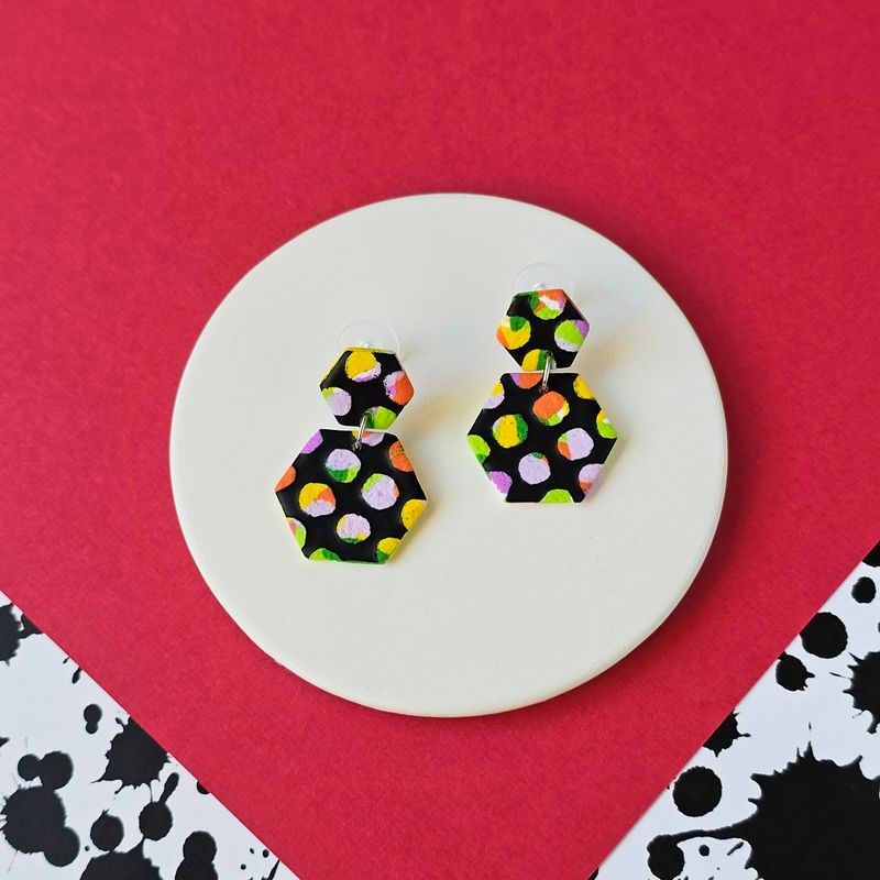 Small geometric polymer clay earrings