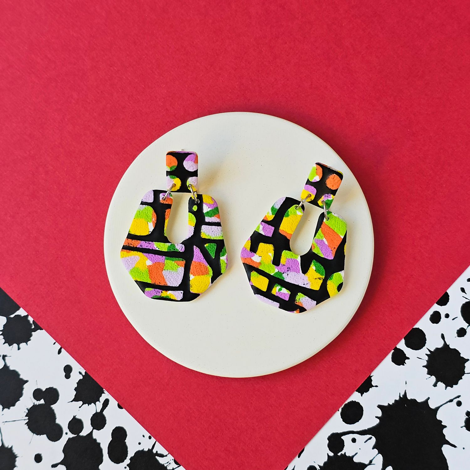 Small geometric polymer clay earrings