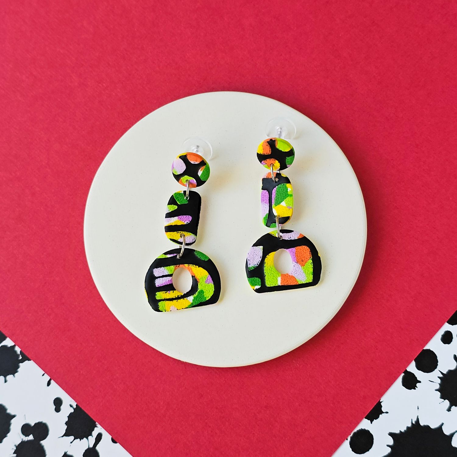 Abstract cute polymer clay earrings