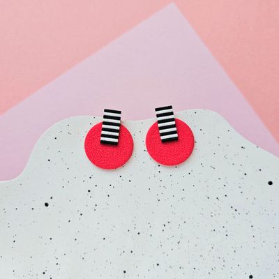 Red stud earrings