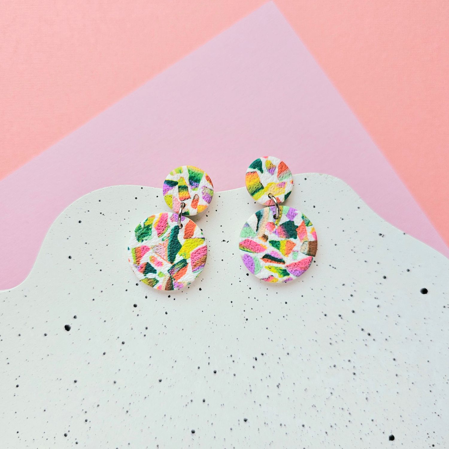 Handmade terrazzo circle studs