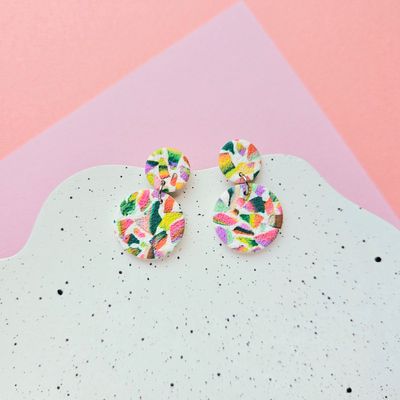 Handmade terrazzo circle studs