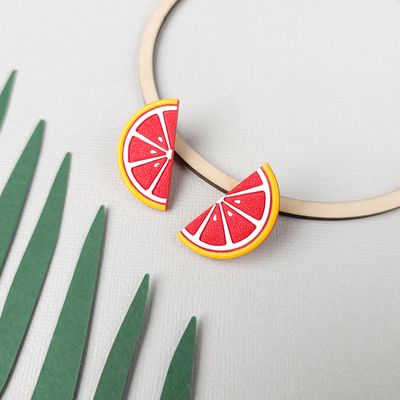 Grapefruit Semicircle Studs