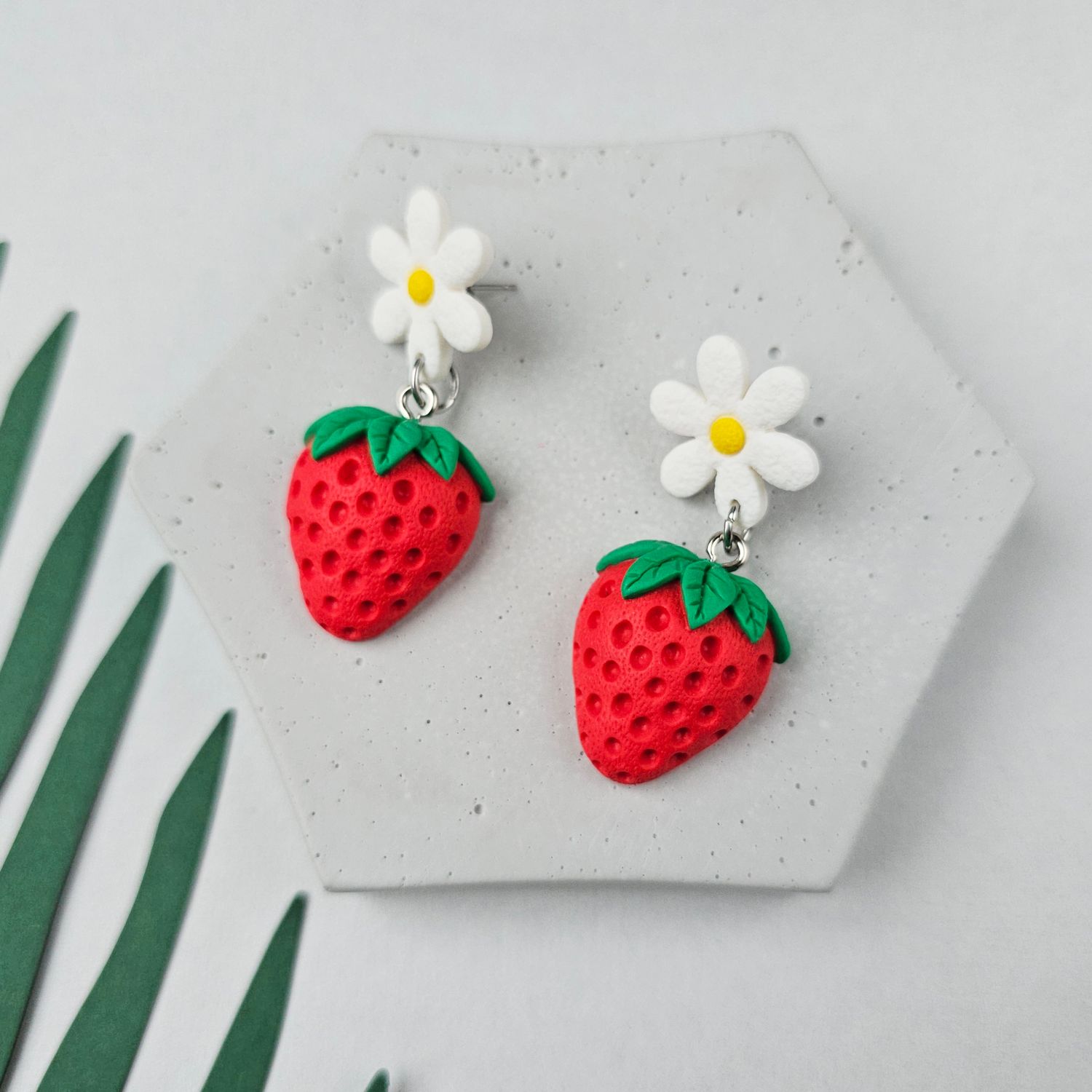 Strawberry Polymer Clay Earrings